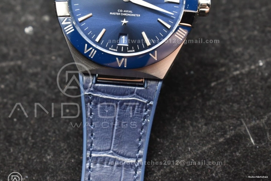 Clone Strap Gummy SS Blue Ceramic Blue 546 A8900 Blue Breathable on 1:1 Constellation VSF Super Edition Dial Best 0217